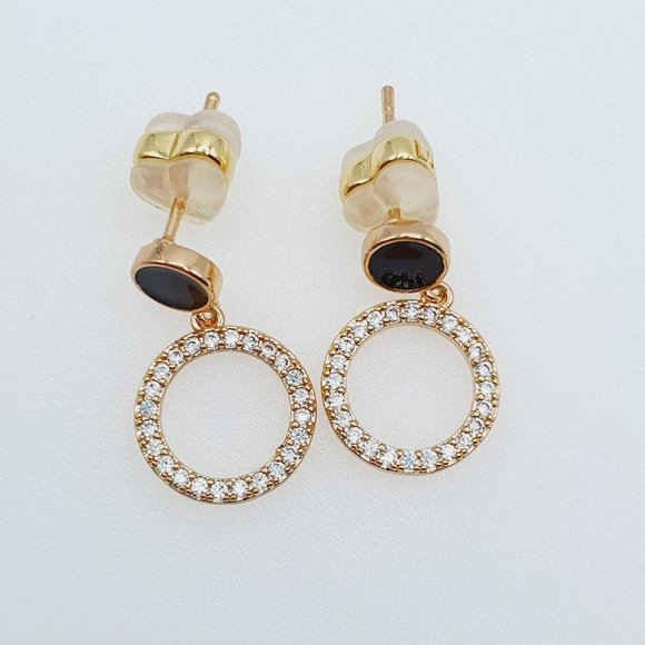 💥18k Gold Plated 4A CZ Micro Pave Round Drop Earrings, GPMB1538 - Picture 8 of 8